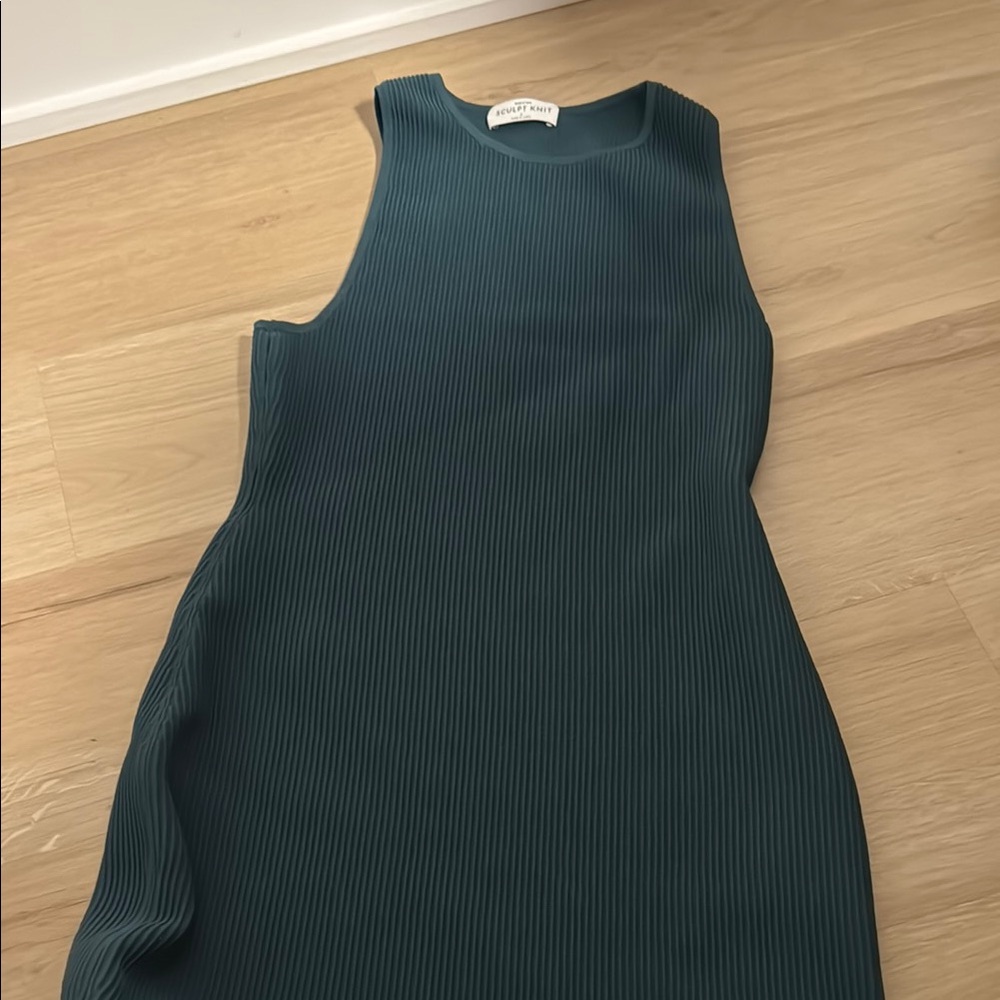 Aritzia Green Sheath Midi Dress Halter Neckline